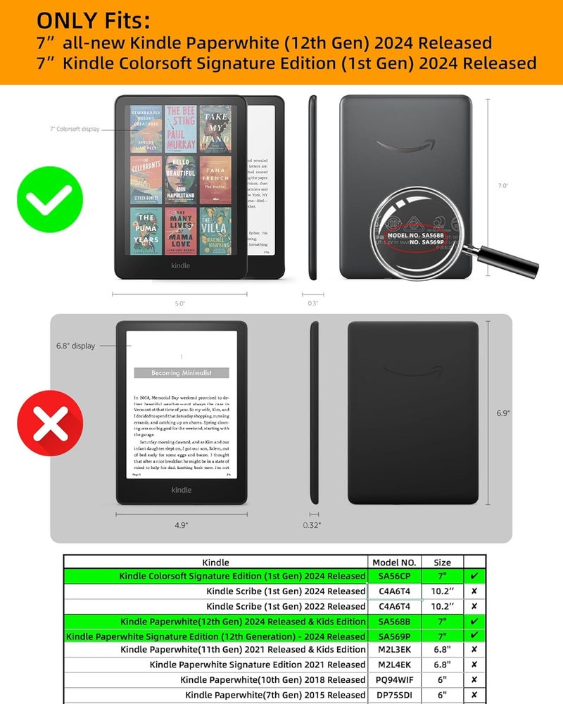 WALNEW Case for 7" All-New Kindle Paperwhite 12th Gen 2024 and Kindle Colorsoft Signature Edition, Premium PU Leather Protective Cover for Kindle Paperwhite with Auto Wake/Sleep - Image 2